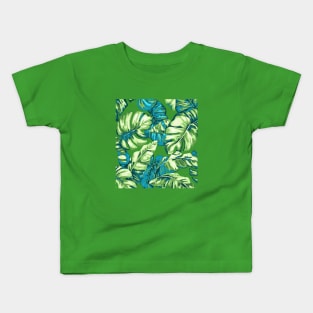 Tropical Leaves Camouflage Of Banana and Monstera 1 Kids T-Shirt
